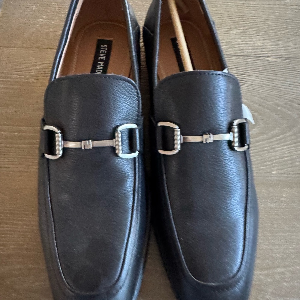 Men’s Steve Madden Black Leather Slip-On Loafers